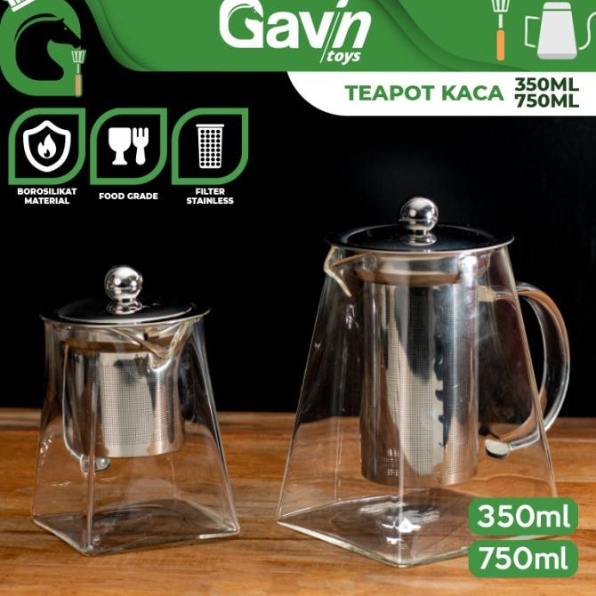 Tea Infuser Teapot 350ml Teko Teh Saringan 350 ml Tea Server Kaca Termurah