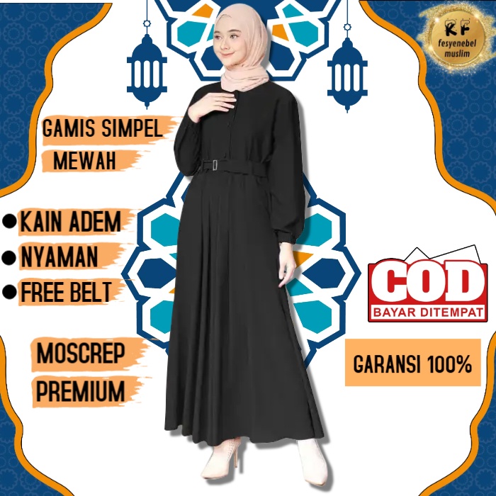 Gamis Polos Premium Hitam Baju Gamis Lebaran Remaja Wanita Murah All Size Terbaru Baju Gamis Wanita 