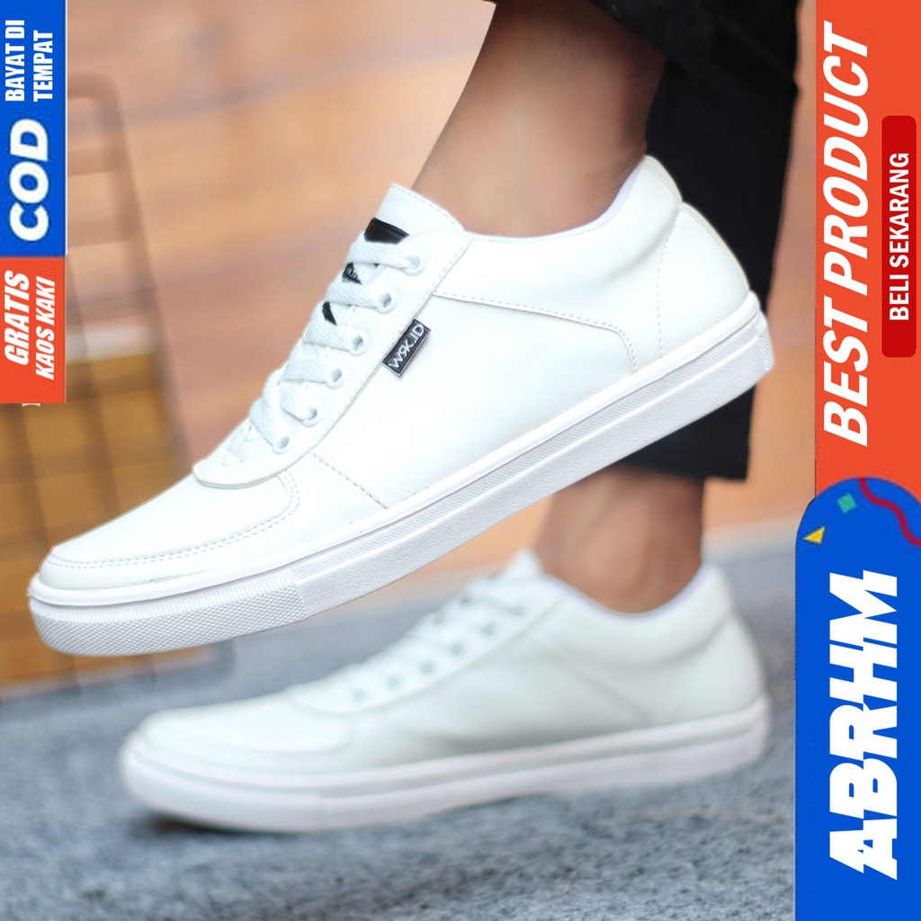 Sepatu Sneakers Pria Sepatu Casual Pria Kulit Pu Sepatu Kerja Kuliah Kondangan Sepatu Hitam Pria MANLY ABRHM