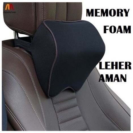 Bantal LEHER MEMORY FOAM Mobil Kepala Headrest Head Neck support head Rest Pillow jok kursi mobil