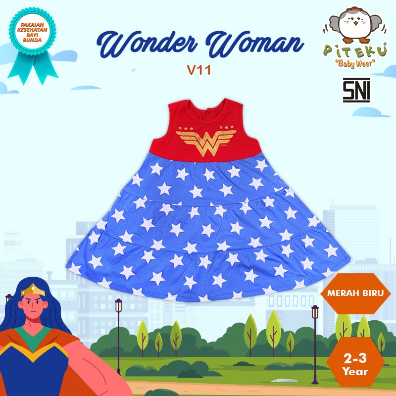 PITEKU - WONDER WOMAN BABY WEAR BAJU BAYI DRESS BABY PEREMPUAN ROK V11
