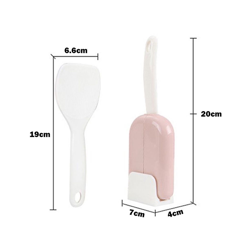 ❤GTB❤ Centong Nasi Dengan Penutup Cover Otomatis Tempat Sendok Nasi Plastik Rice Spoon Buka Tutup Holder R561