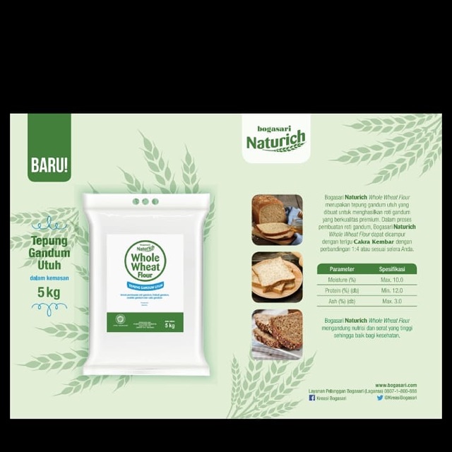 Naturich Whole Wheat Flour 5kgs From Bogasari Shopee Indonesia