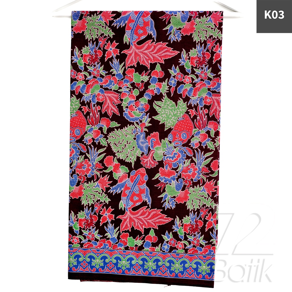 KAIN BATIK PREMIUM Bahan Katun Motif Ikan Koi Warna Biru Hijau Nila 724394 Cap 72 Jarik Jarit Samping Kebat Panjang Batik Katun Modern Premium Bahan Seragam Batik Pernikahan Kantor Keluarga Murah Kamen Jadi Batik Bali Lembaran