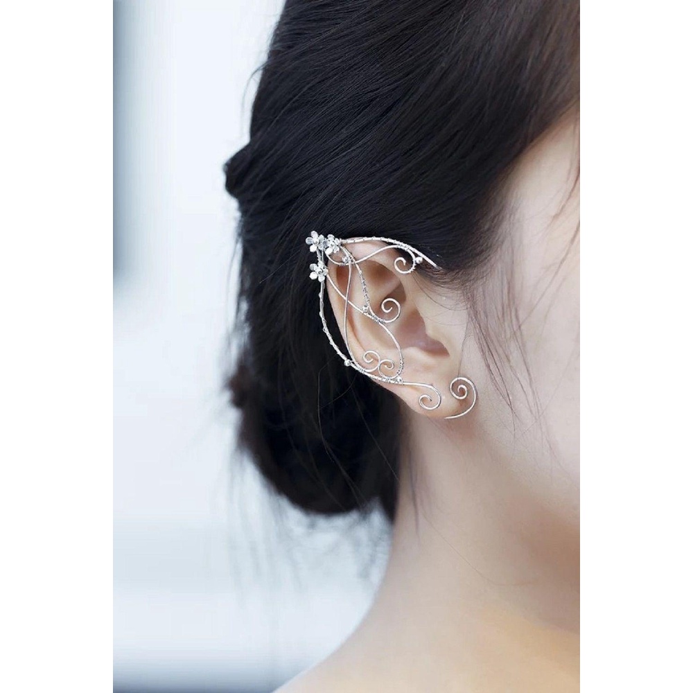 Lily Kerawang Peri Bungkus Anting Perhiasan Aksesoris Alloy Untuk Wanita Panjang Pesona Menjuntai Anting Vintage Clip-on Earrings