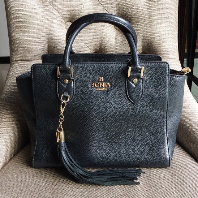 PRELOVED Tas Bonia Black Leather Tas Wanita Tas Branded