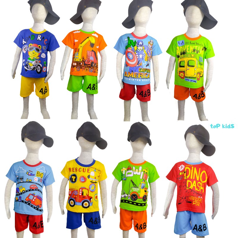 Top Kid Paket Hemat Grosir Isi 3 Pcs Baju Kaos Setelan Anak Laki-Laki Cowok 021