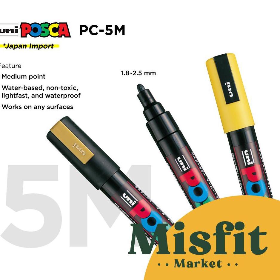 

LANGSUNG ATC.. UNI POSCA PC-5M Paint Marker (Medium Point) PC5M Spidol Warna Warni