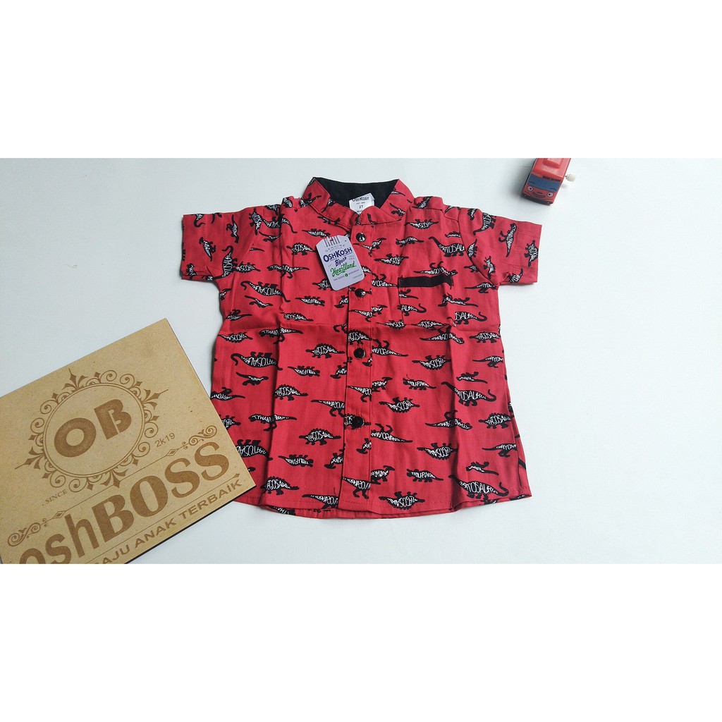 Cod Kemeja Anak Motif Dino Merah Shopee Indonesia