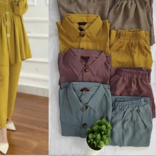 ♖ Zivia Set - Setelan Crinkle Airflow Polos Standar / Setcel polos crinkle / One set zivia premium /