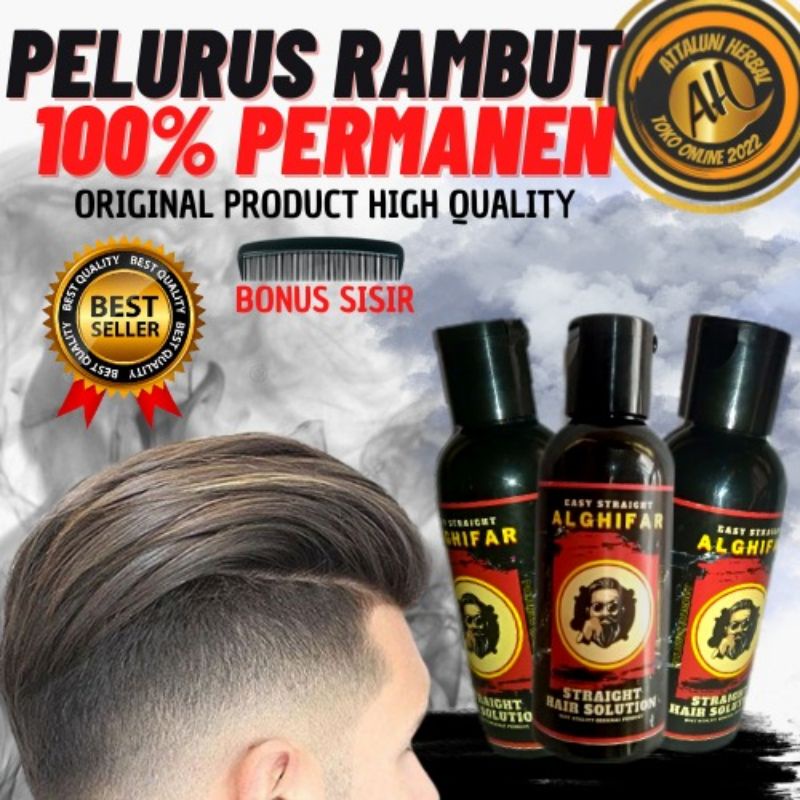 ATTALUNISHOP - ALGHIFAR EASY STRAIGHT Hair Solution Pelurus Rambut Pria 100% Permanen / Hair Straightening Pelurus Rambut Pria Wanita Alami / pelurus Rambut Pria / pelurus Rambut Viral Ampuh Mujarab / obat Rambut Rontok / pelurus Rambut Keriting dan ikal