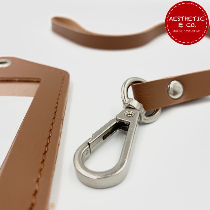 

Terlaris Lanyard Id Card Name Tag Kulit Tali Kulit With Card Holder V.02 Terbatas