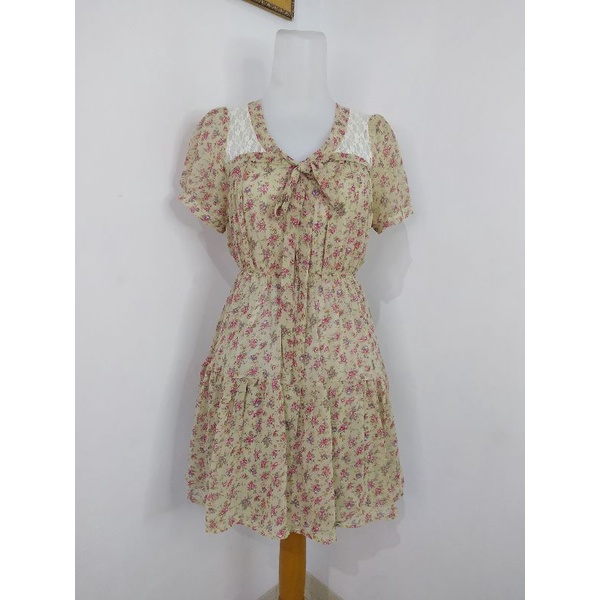 (BISA COD) Dress Vintage, Dress Bunga, Dress Tartan, Longdress, Dressmidi-Bunga4