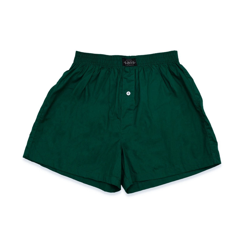 SANVANINA Celana Boxer Unisex Polos Hijau Tua Basic | Celana Santai | Celana Pendek | Boxer Dark Green BO-06E