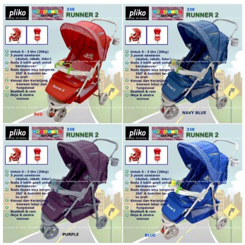 Stroller bayi Pliko Creative Runner 2 kereta Bayi Termurah