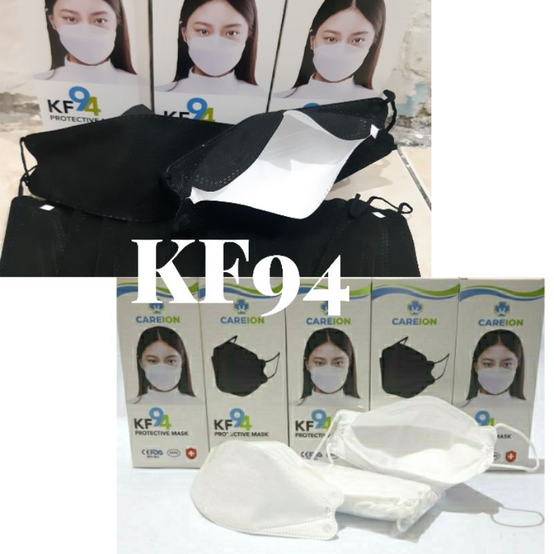 Masker KF94 isi 10 pcs murah / Masker KF 94 Hitam Putih Abu