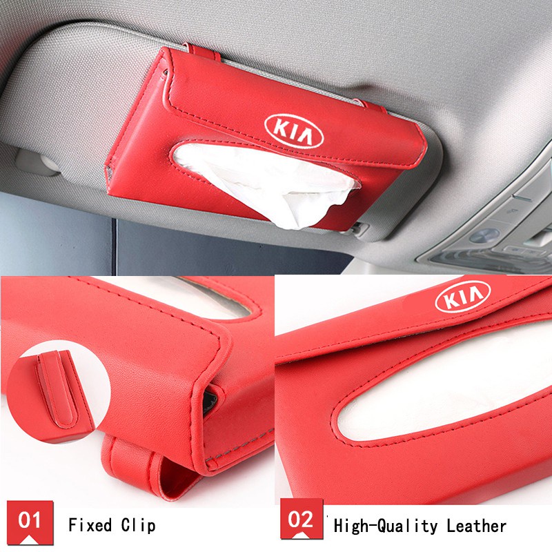 (G-CLUB) Kotak Tisu Bahan Kulit Untuk Sun Visor Mobil KIA Picanto Stonic Soluto Sportage K2 K3 K5 KX3 KX5