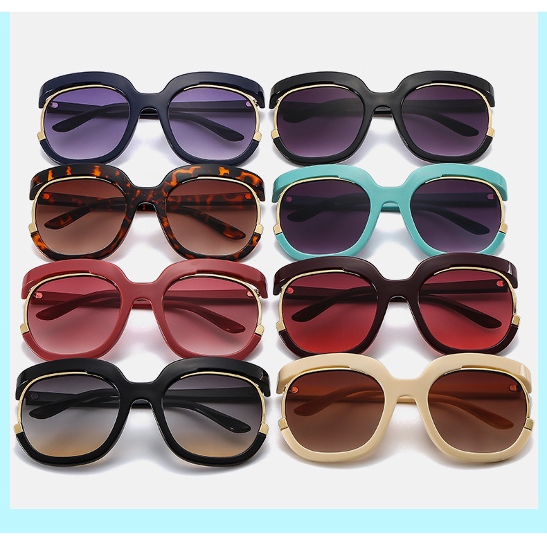 Kacamata Hitam Bentuk Bulat Warna Kontras Gaya retro Untuk Wanita