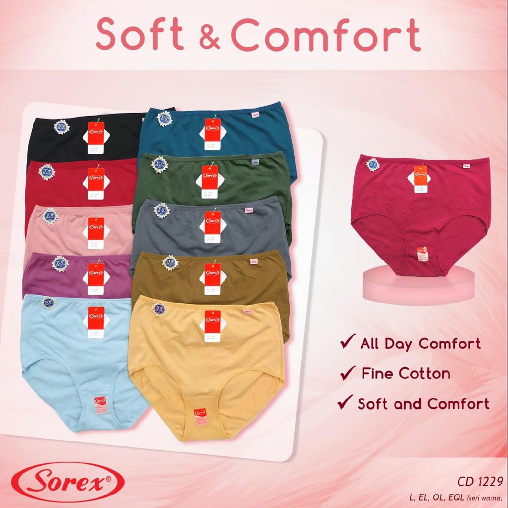 6pcs Celana Dalam  SOREX 1229 Wanita Dewasa | CD Sorex SOFT &amp; COMFORT Perempuan | Open Sorex Grosir 6pcs