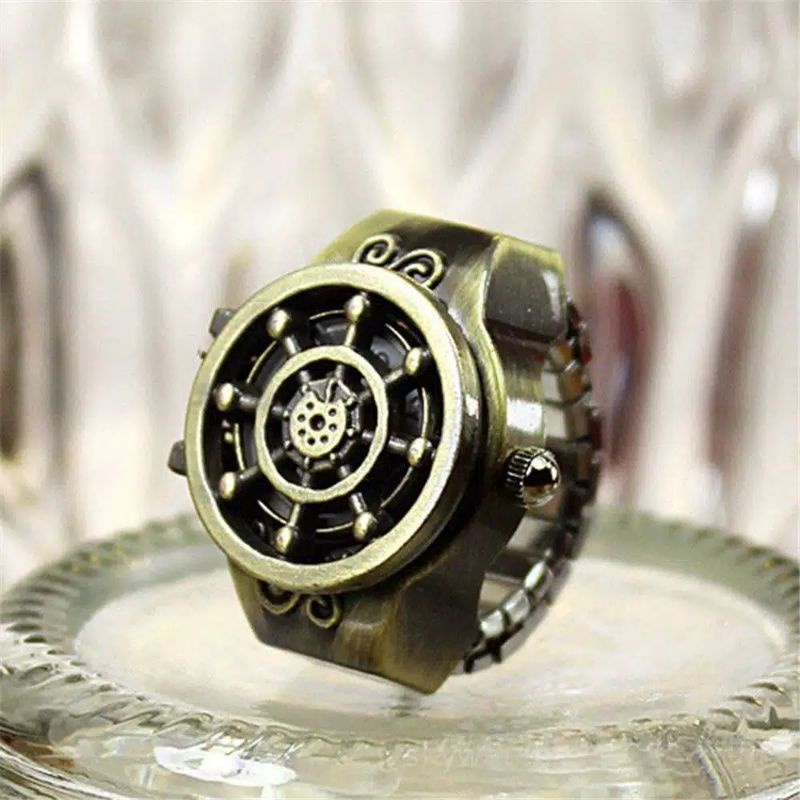 Cincin jam cover onepiece, jam jari pria analog hidup bonus batrai jam cadangan.