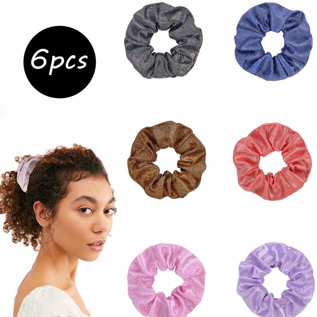 6PCS anita Gadis Scrunchies Rambut  Glitter  Hairband Ikat  