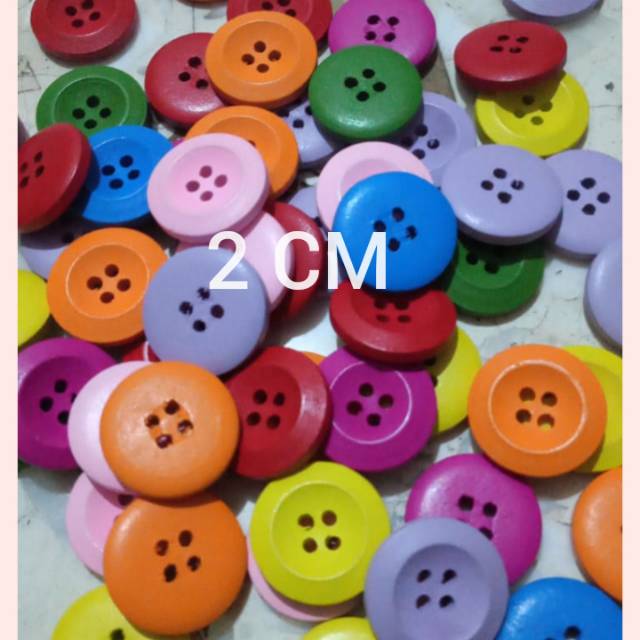 KANCING KAYU WARNA 2 CM BOLEH PILIH WARNA