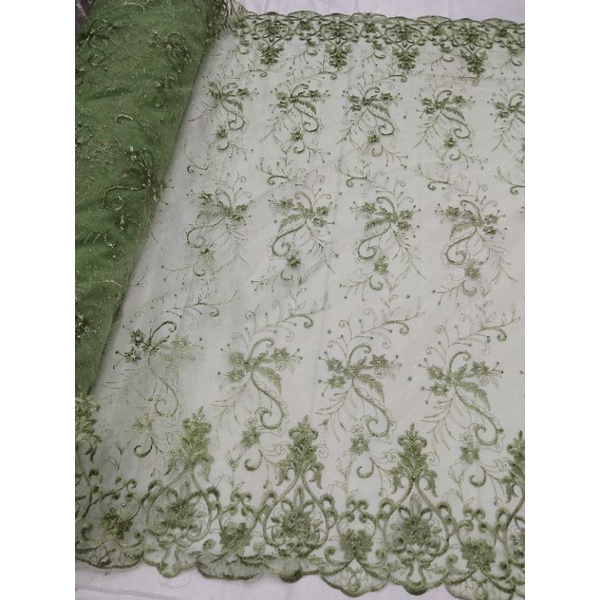 Kain Tile Akar Mutiara/Sorousky/Tile Akar/Bahan Kebaya