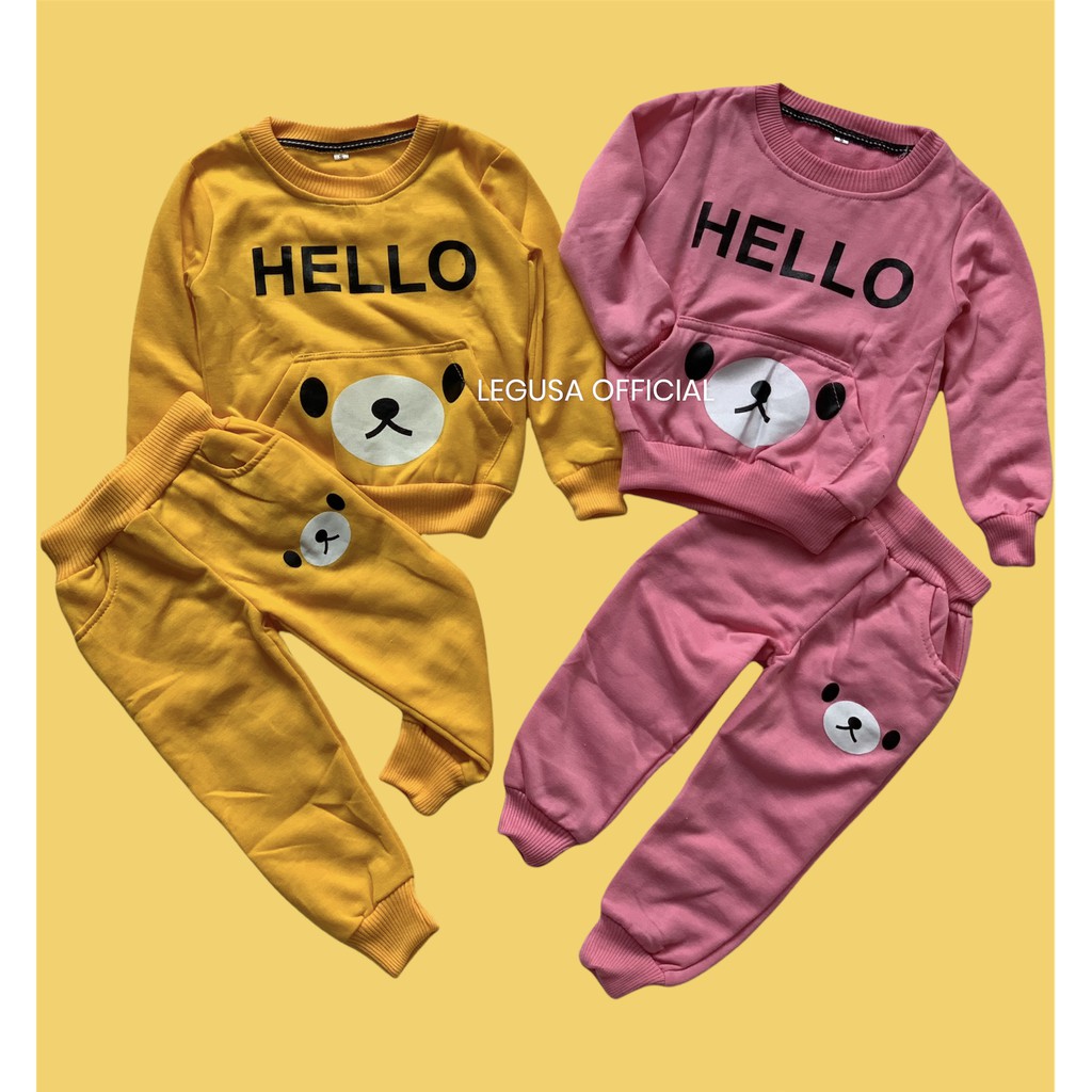 PAKAIAN ANAK STELAN ANAK JOGGER DAN SWEATER HELLO