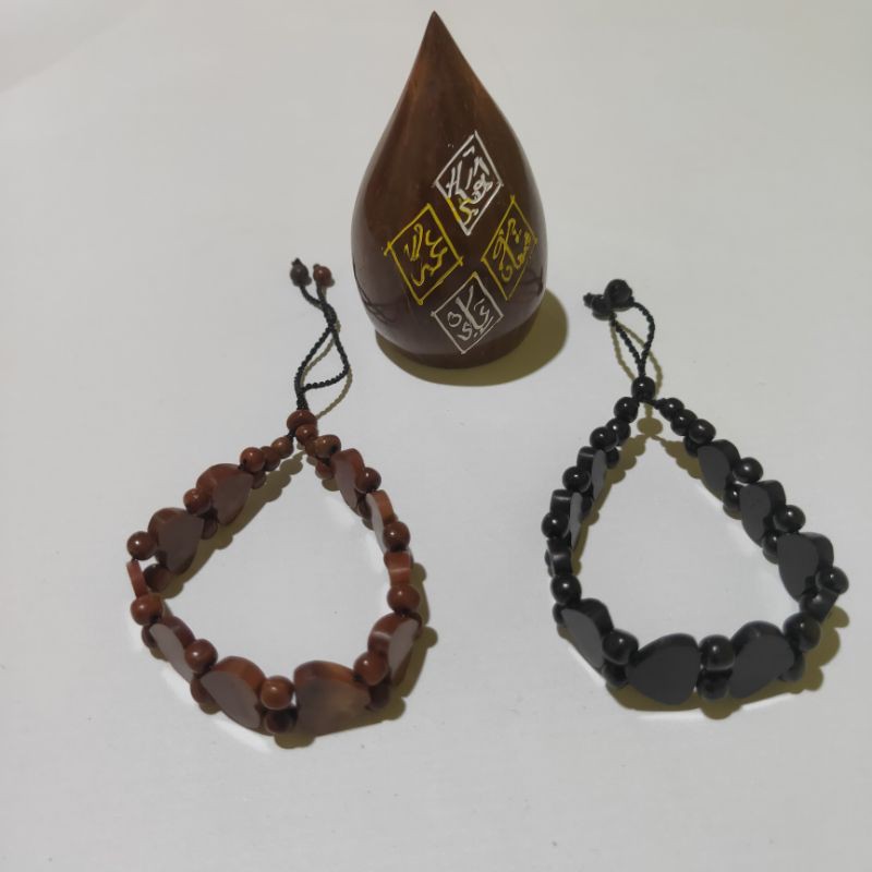 Gelang kaukah love sekat coklat hitam