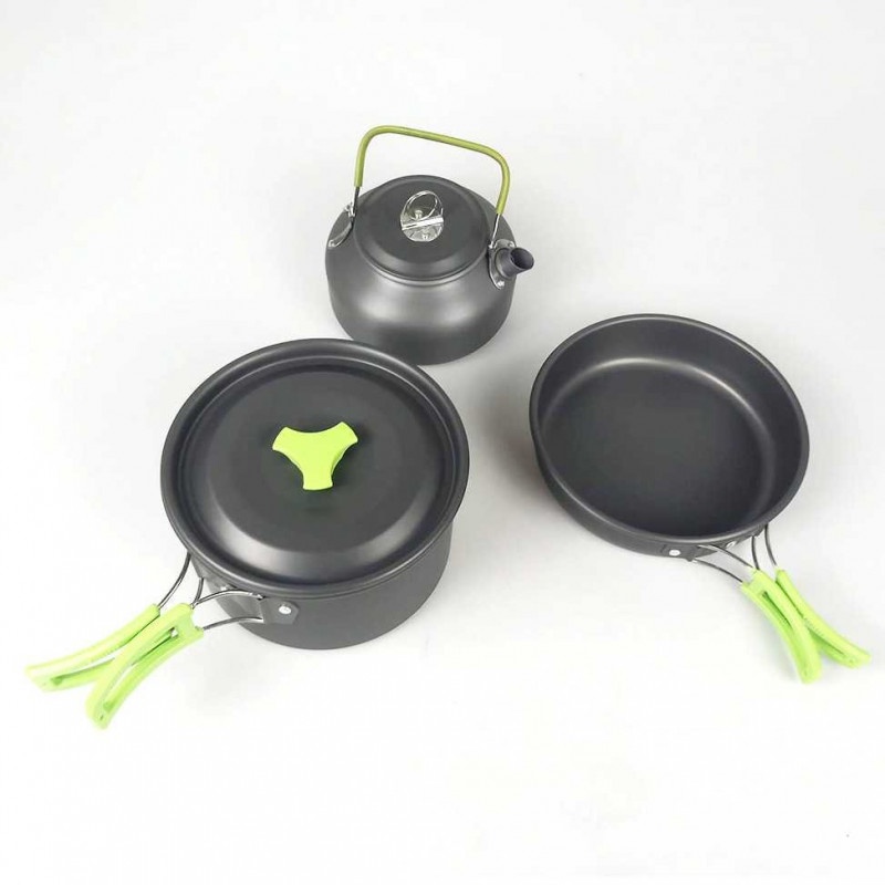 Nesting Set Outdoor Panci Masak Teko Air Cooking Perlengkapan Camping