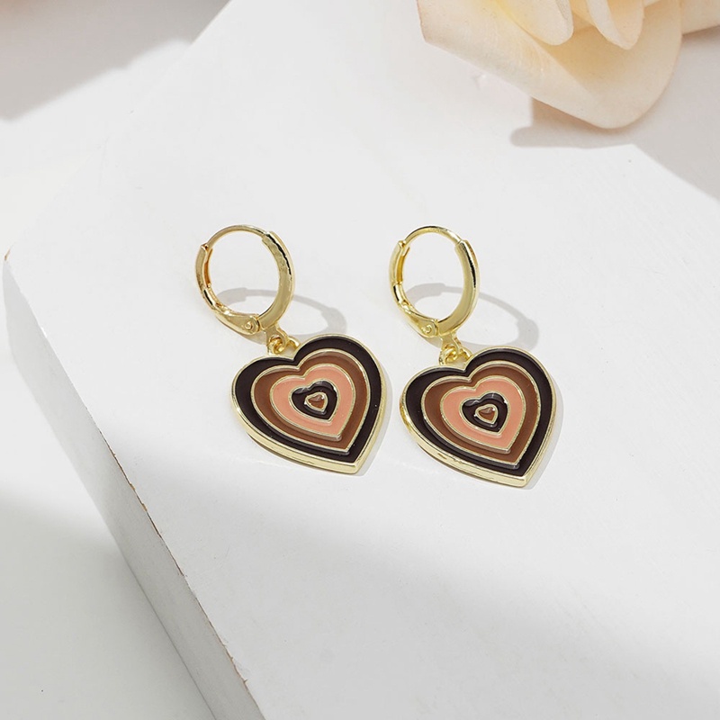 Anting Menjuntai Multi Layer Bentuk Hati Warna-Warni Bahan Enamel Y2K Untuk Wanita