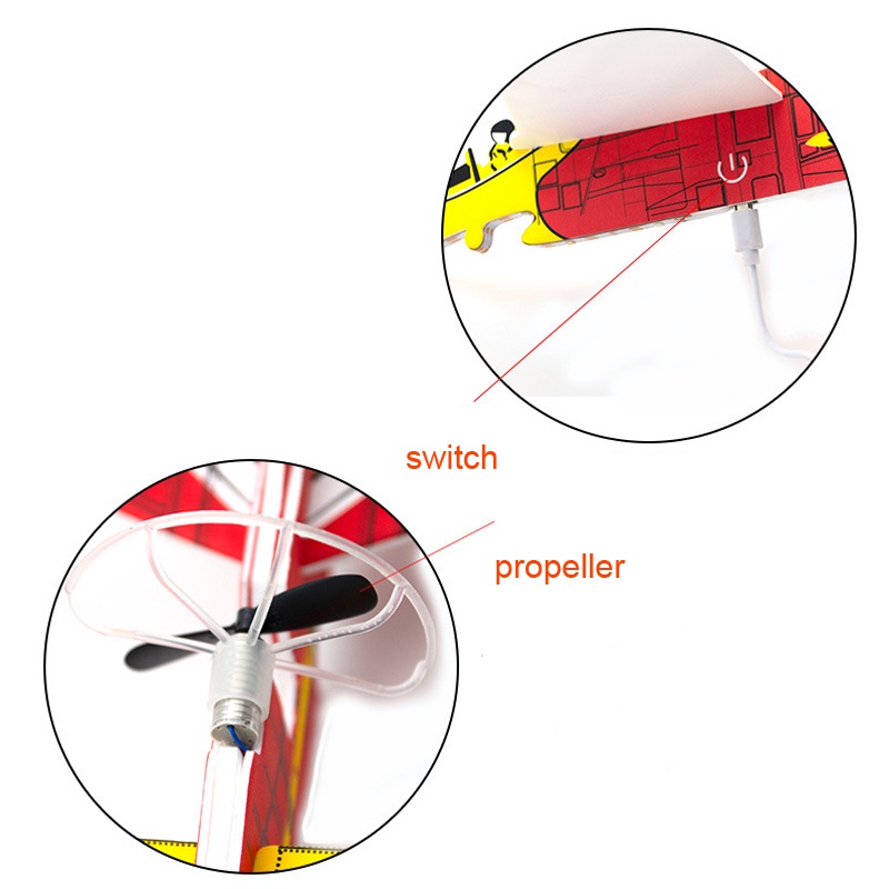 Mainan Pesawat Terbang Elektrik Bahan Busa Dengan Lampu Dan USB Charging Untuk Anak