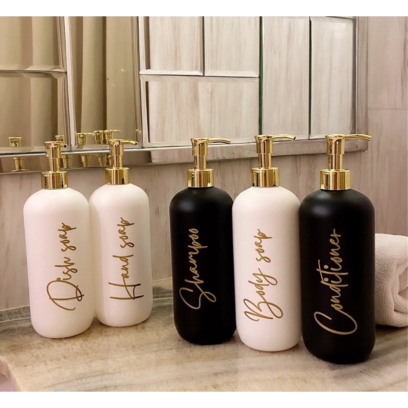 botol doff N24 HITAM PUTIH 500ml gold new pump gold luxury . aesthetic bottle minimalist refill organizer laundry bathroom tempat sabun cair isi ulang estetik