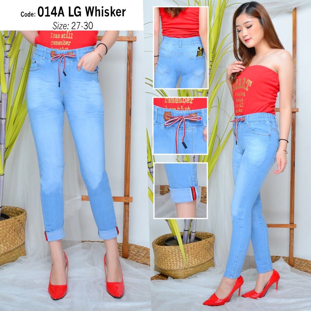 Celana Jeans Pinggang Karet / Celana Jeans Stik Balik Wanita /Celana Stik Balik /Celana Jeans Wanita