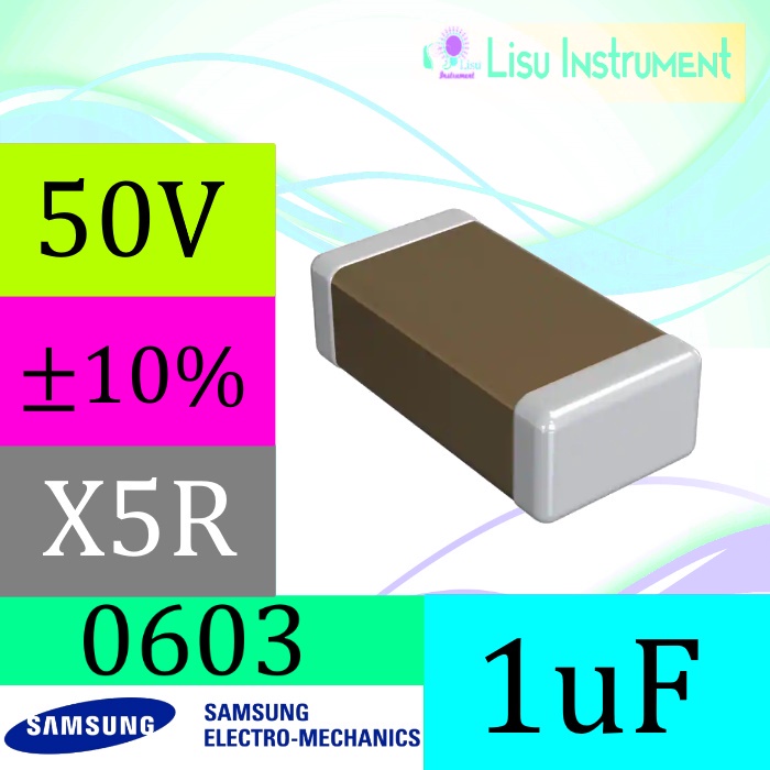 1uF ±10% 50V X5R 0603 1608(mm) SMD Multilayer Ceramic Capacitor MLCC SMT Samsung CL10A105KB8NNNC