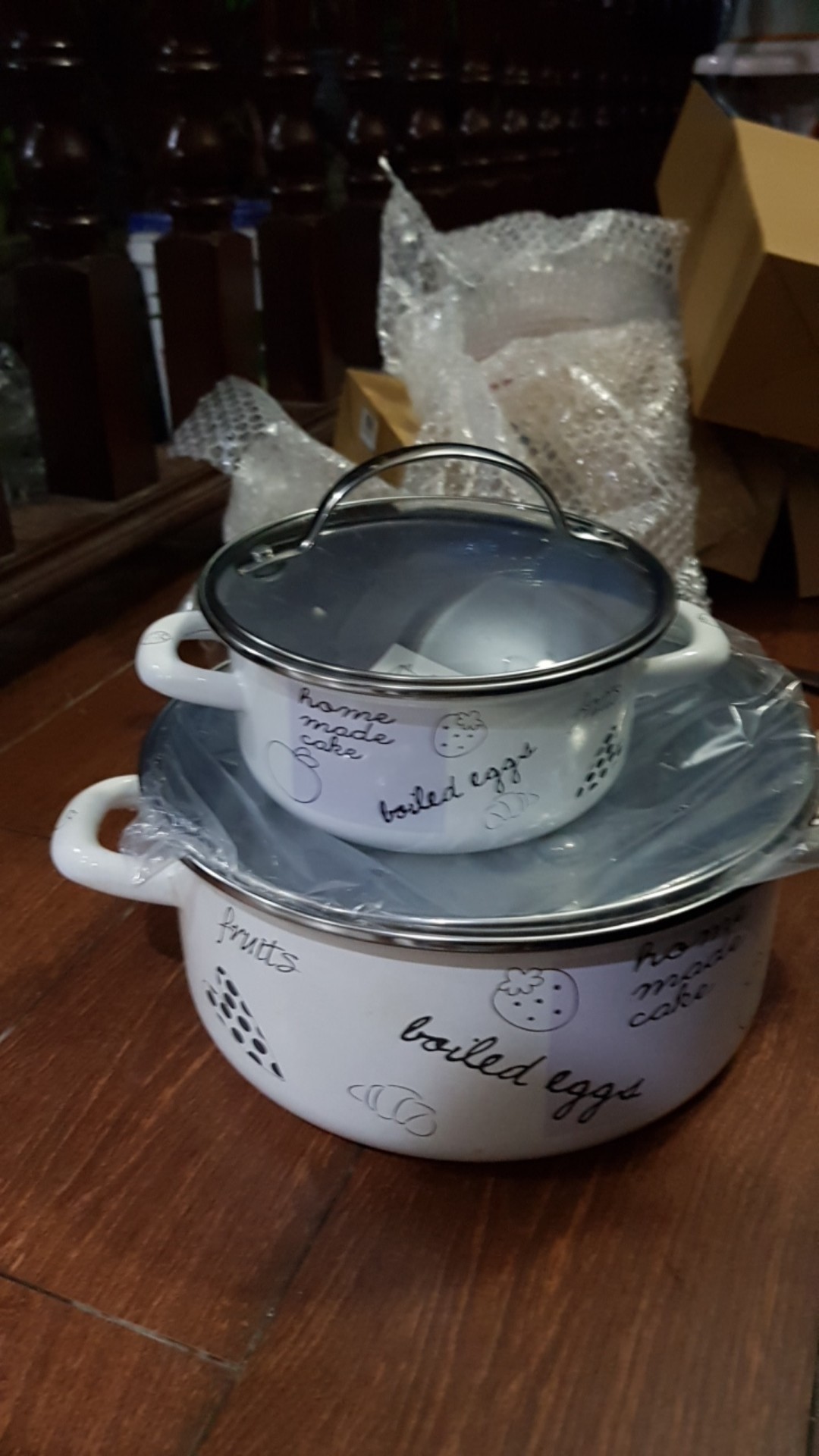 Panci Kuping Tutup Kaca Enamel Chefina Family Cookware