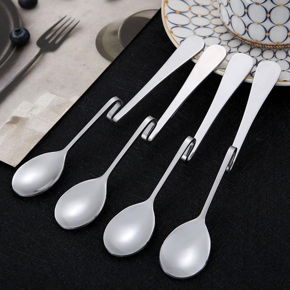 [Elegan] Sendok Pengaduk Stainless Steel Lengkung Dessert Susu Kopi Mixing Long Handled Seasoning Ladle