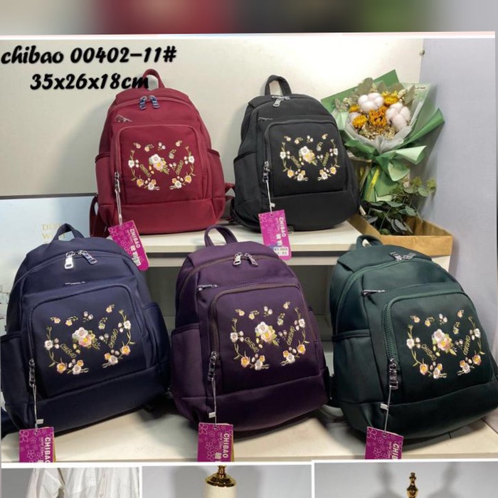PROMO TAS RANSEL/BACKPACK CHIBAO BORDIR BUNGA 6RES CB0402 T415T