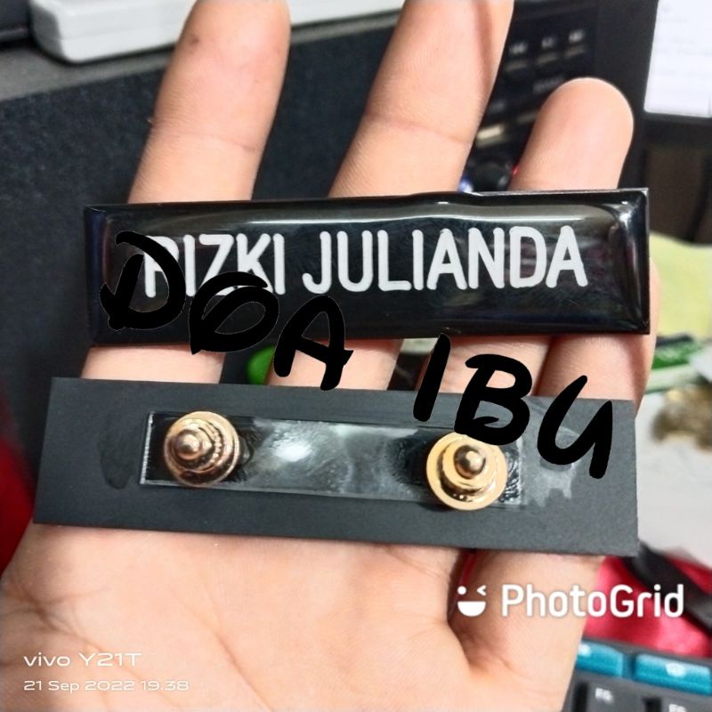

best seller name tag papan nama dada doff lapis-paku jambu