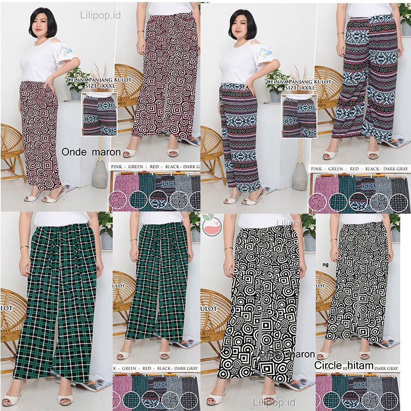 Celana Kulot Jumbo Wanita XXXL Balon Pants Panjang Big Size Murah Lilipop