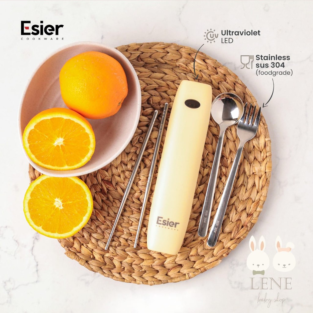 [READY] Esier UV Travel Cutleries Set Box - Sterilisasi Kotak Sendok Garpu Set