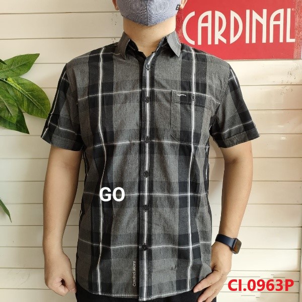 gof CARDINAL KEMEJA JUMBO SLIMFIT Hem Pria Baju Cowok Pakaian Pria Lengan Pendek Original