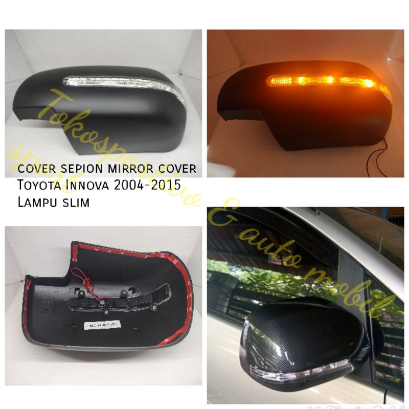 Cover sepion mirror cover sepion tutup sepion Toyota Innova 2004-2015 Lampu slim+lampu sein sen hitam Doff