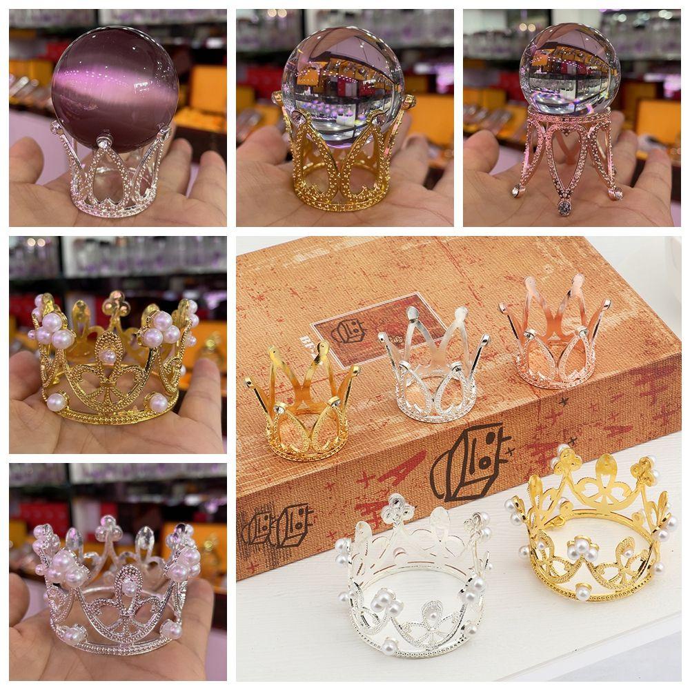 Top Crown Crystal Ball Holder Kerajinan Tangan Ornamen Desktop Properti Fotografi Alas Bola Kaca