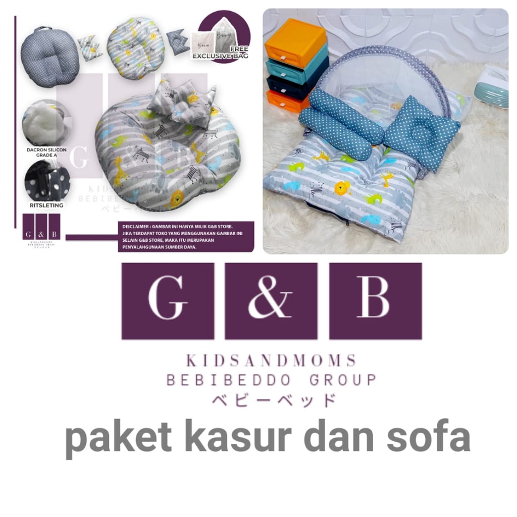 Paket Hemat Kasur bayi kelambu dan Sofa Bayi (Kasur Lipat Fullset) free bantal kelambu + tas