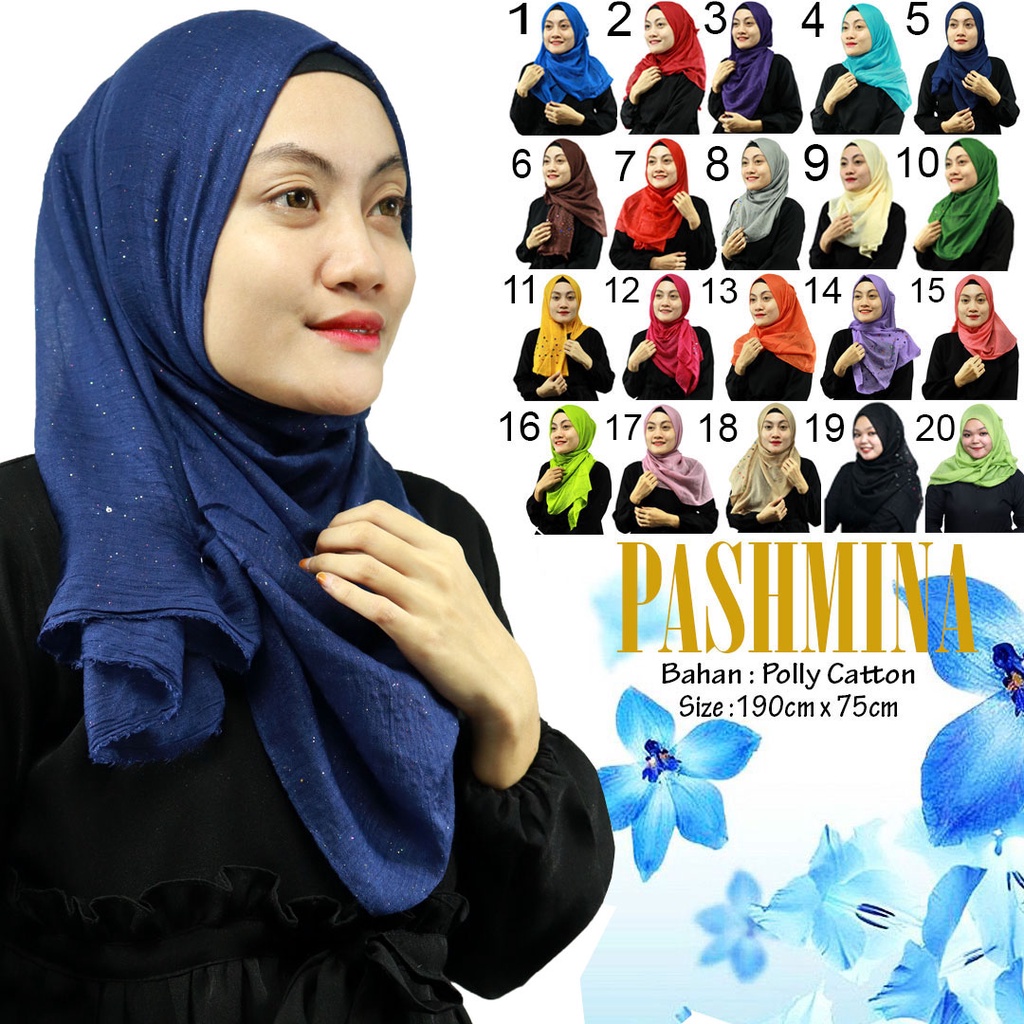 Jilbab Pashmina Hijab Bahan PolyCotton Premium Souvenir Kerudung Muslim (JPY040) Toko Hadi