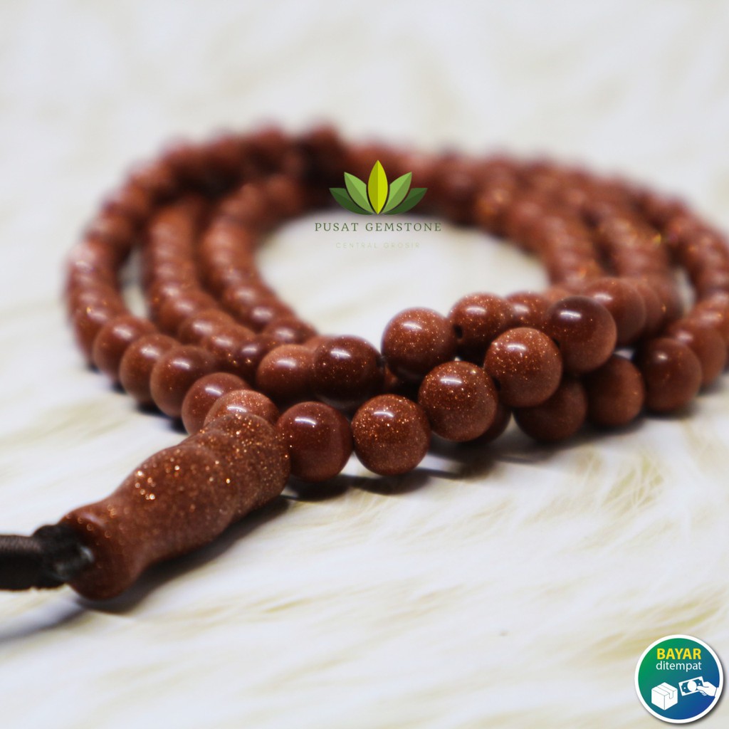 tasbih Batu Pasir Emas Asli Natural 99