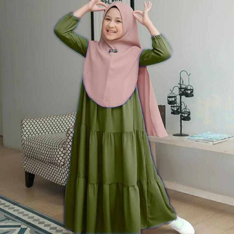 gamis anak syar'i usia  8 -12 tahun gamis  rayon  masakini baju muslim