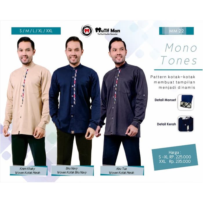 KOKO DEWASA MUTIF MAN MM 22 / KOKO MUTIF LENGAN PANJANG / KOKO COTTON COMBED / ORIGINAL MUTIF 100%