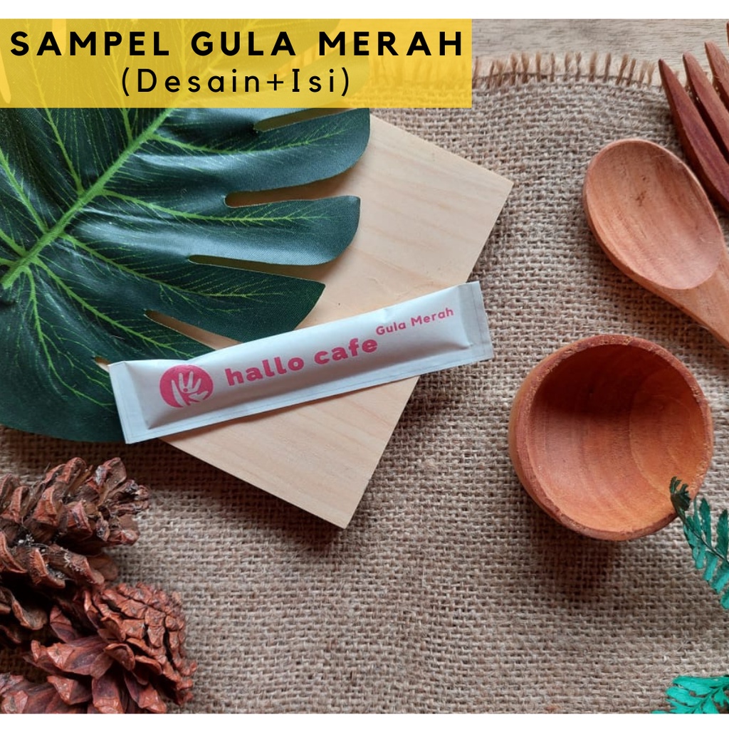 

(SAMPEL) GULA MERAH SACHET DESAIN CUSTOM UNTUK HOTEL CAFE ACARA PERNIKAHAN DLL